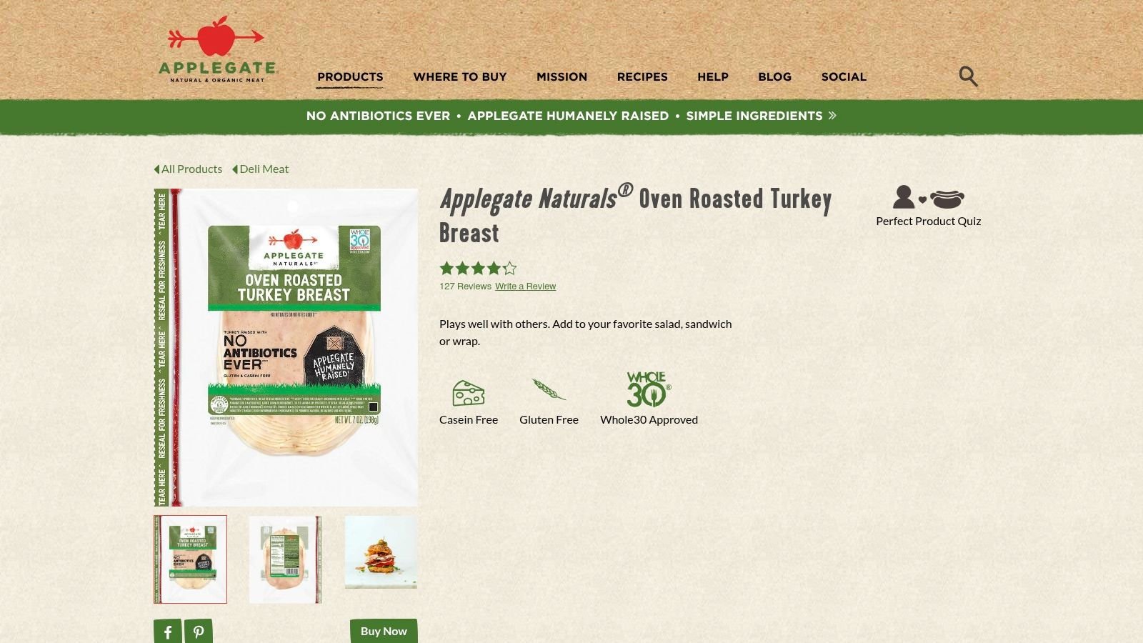 Applegate Naturals Oven Roasted Turkey Breast (Pre‑Sliced)
