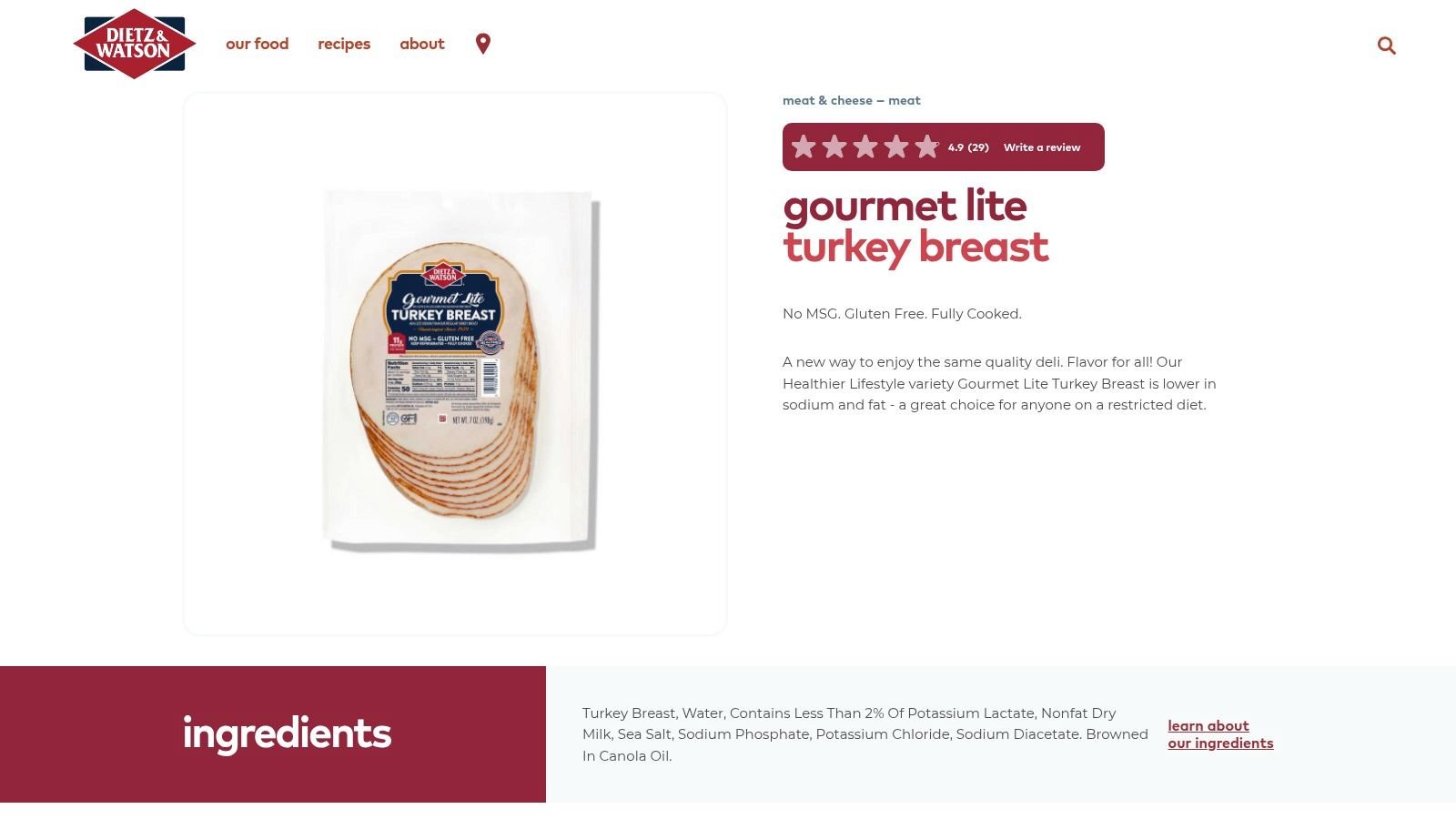 Dietz & Watson Gourmet Lite Turkey Breast (Pre‑Sliced)