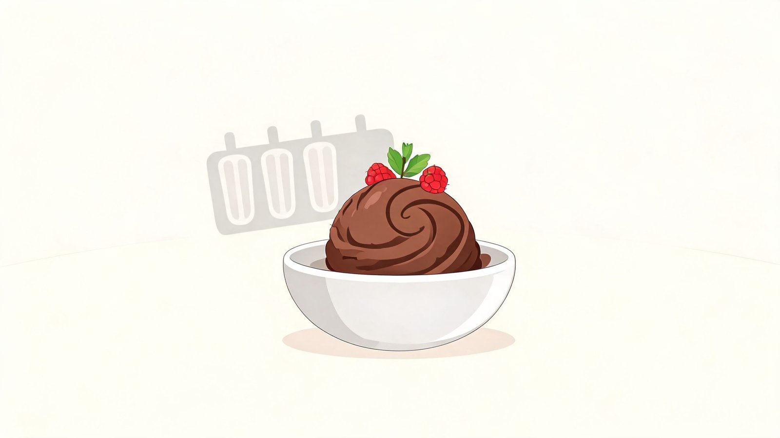 A single scoop of chocolate protein ice cream topped with fresh raspberries in a small white bowl.